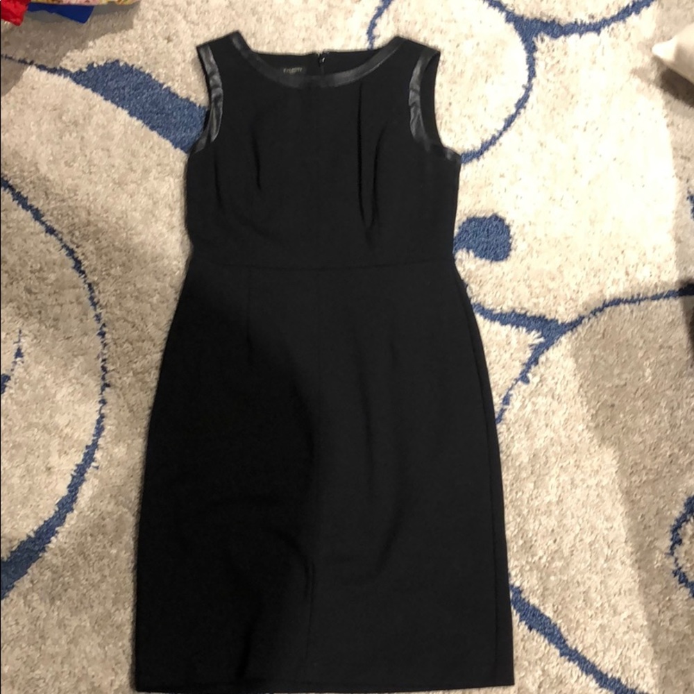 Black work dress with leather detail